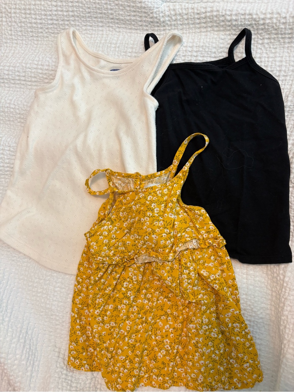 Girls' Tank  Set - White, Black, Yellow